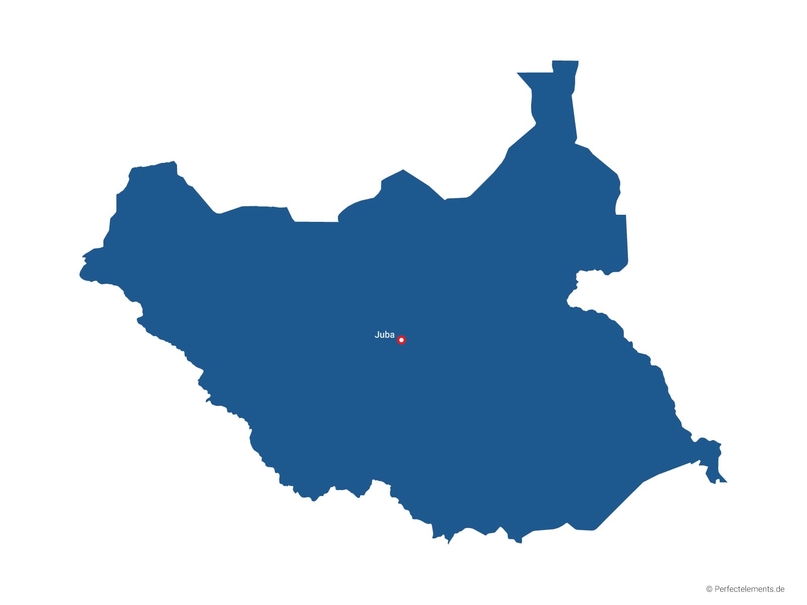 Vektor-Landkarte vom Südsudan (Einfarbig mit Hauptstadt)