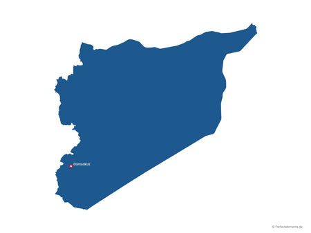 Vektor-Landkarte von Syrien (Einfarbig mit Hauptstadt)