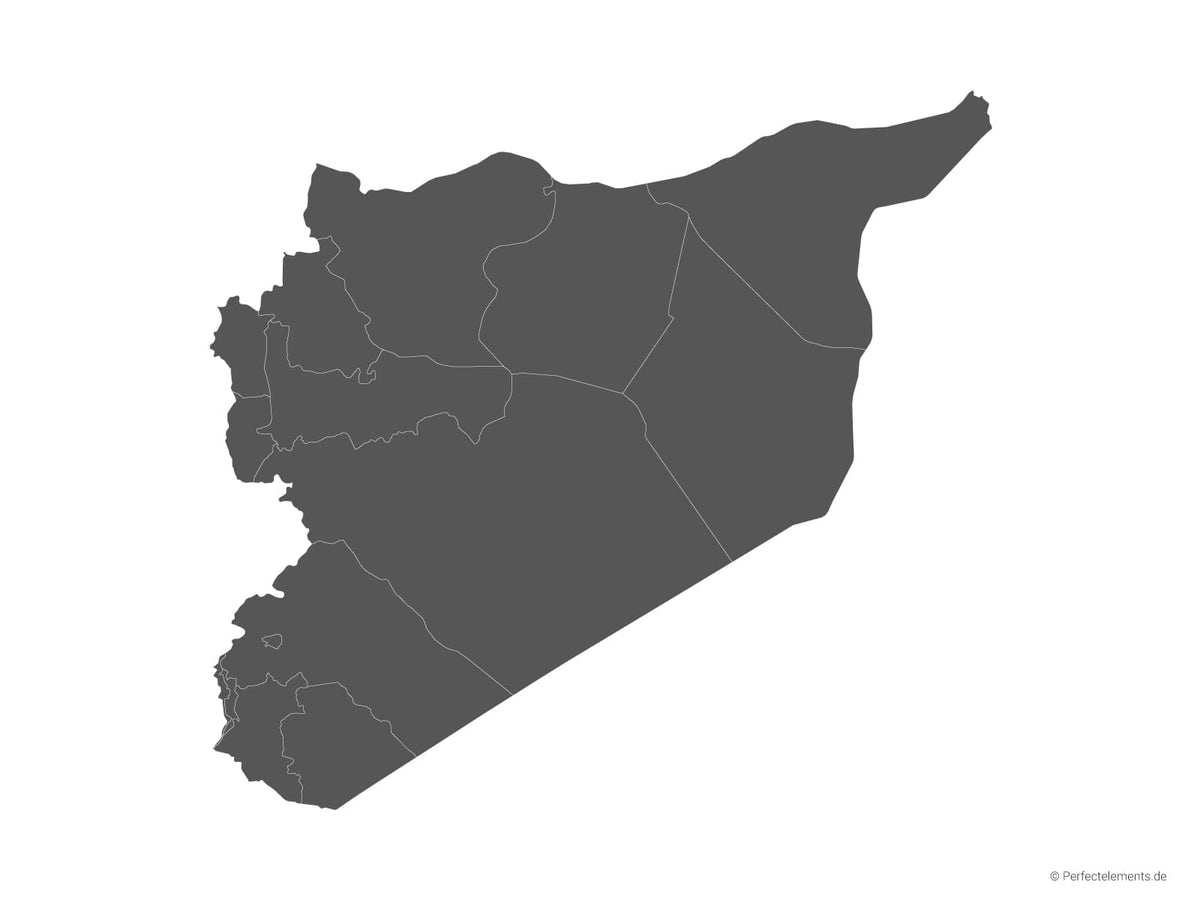 Vektor-Landkarte von Syrien (Einfarbig mit Regionen)