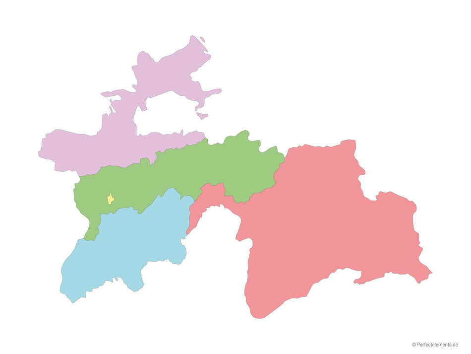 Vektor-Landkarte von Tadschikistan (Mehrfarbig mit Regionen)