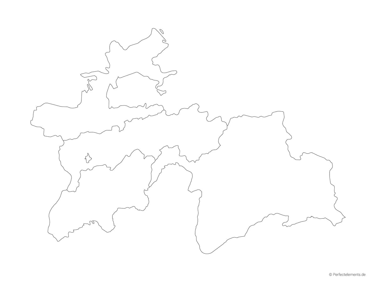 Vektor-Landkarte von Tadschikistan (Outline mit Regionen)