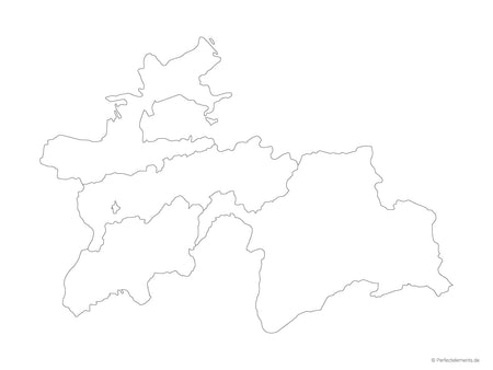 Vektor-Landkarte von Tadschikistan (Outline mit Regionen)