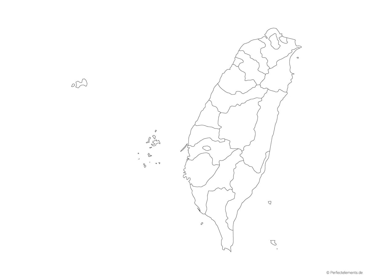 Vektor-Landkarte von Taiwan (Outline mit Regionen)