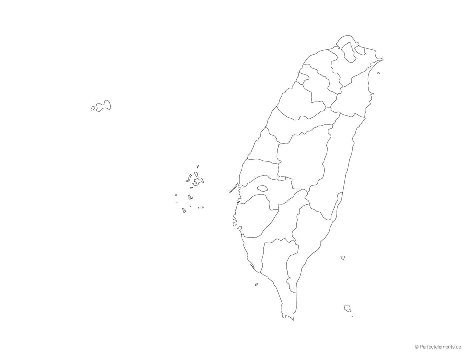 Vektor-Landkarte von Taiwan (Outline mit Regionen)