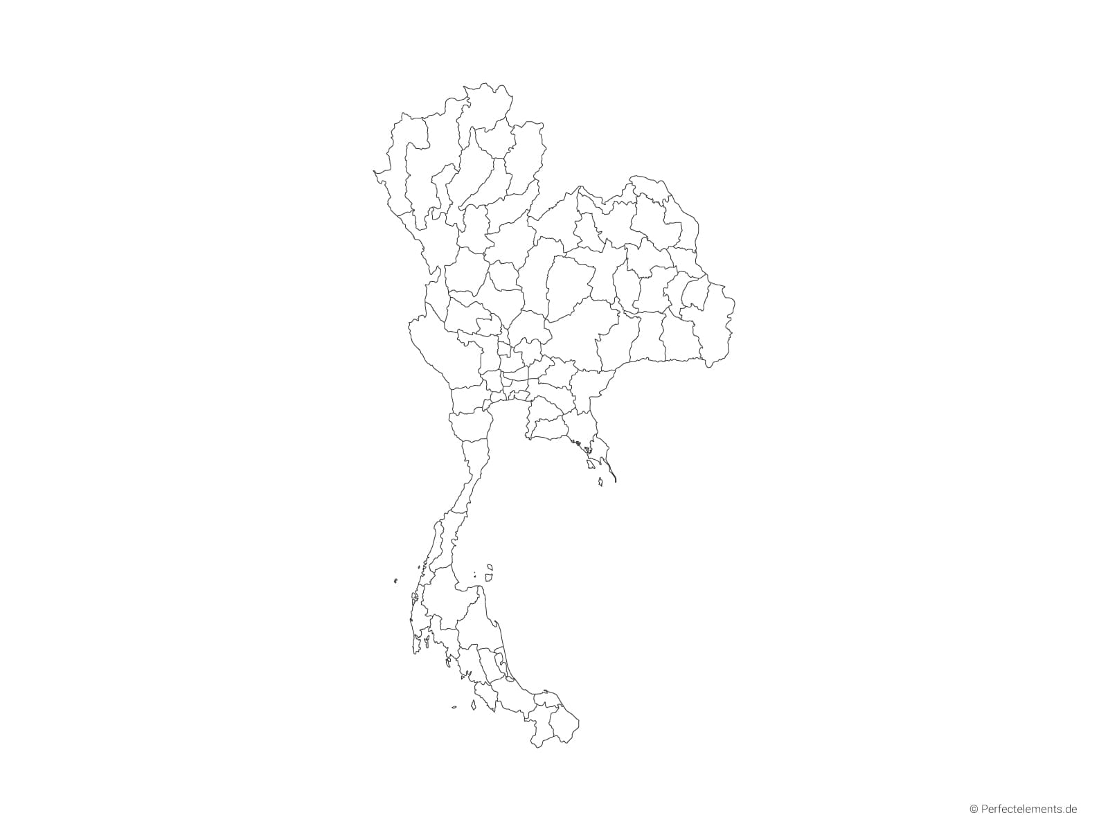 Vektor-Landkarte von Thailand (Outline mit Regionen)