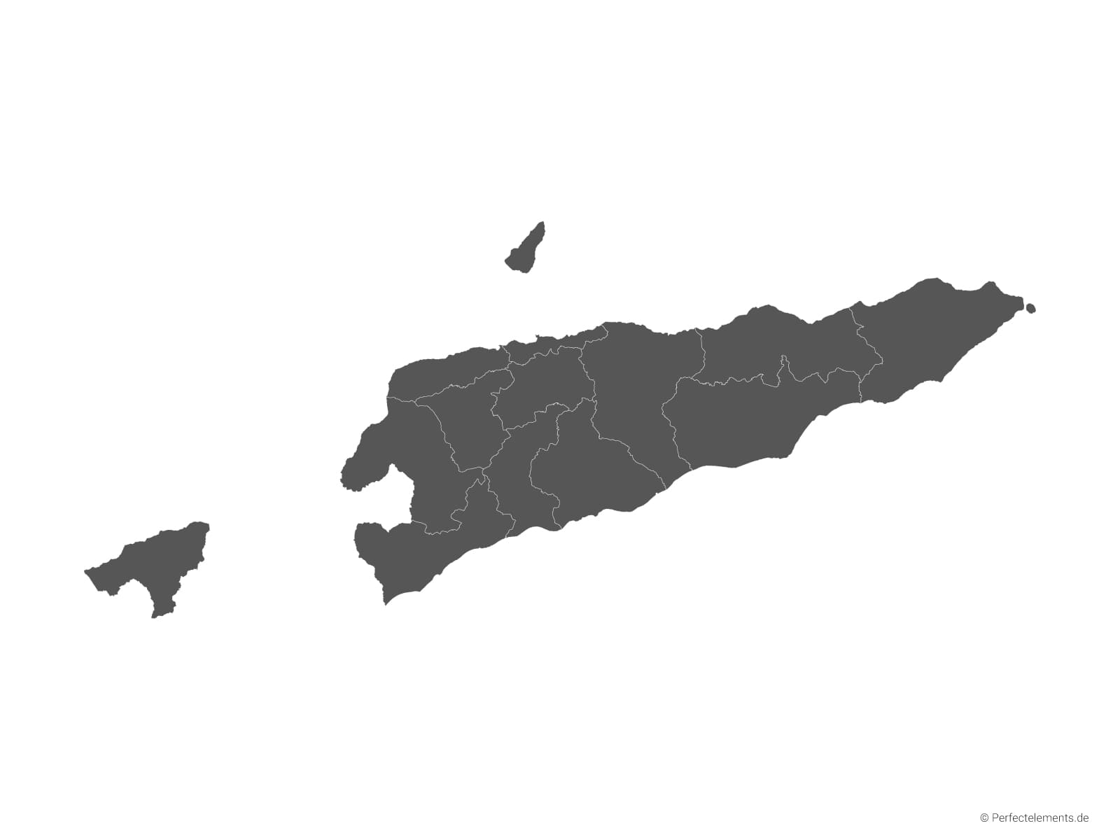 Vektor-Landkarte von Timor-Leste (Einfarbig mit Regionen)