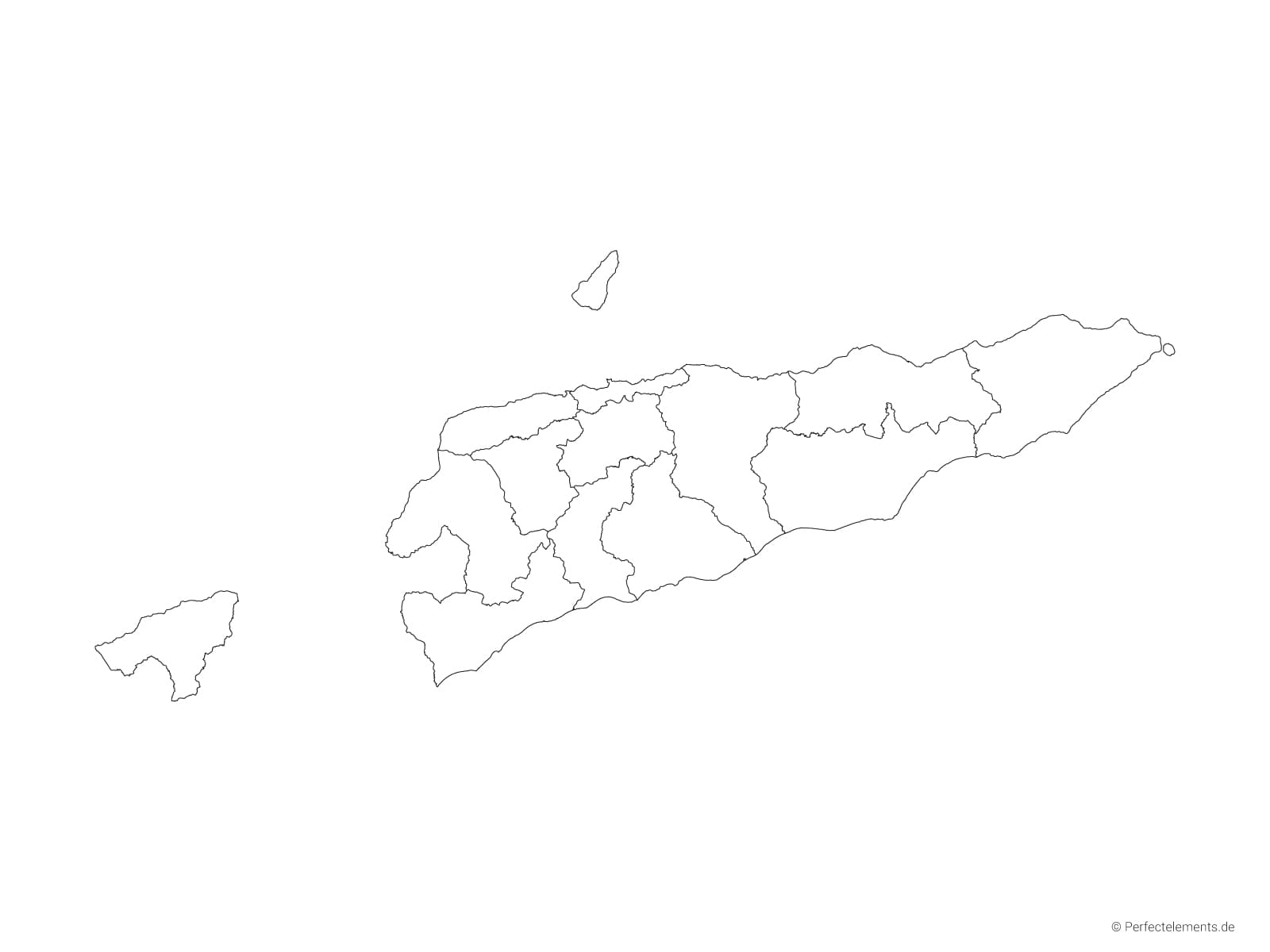 Vektor-Landkarte von Timor-Leste (Outline mit Regionen)