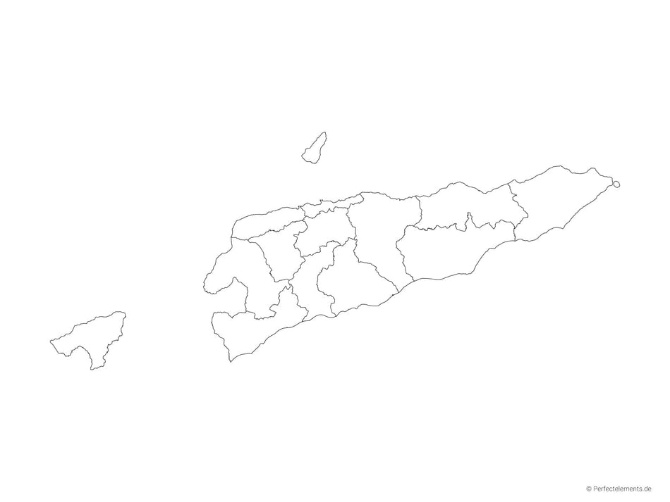 Vektor-Landkarte von Timor-Leste (Outline mit Regionen)