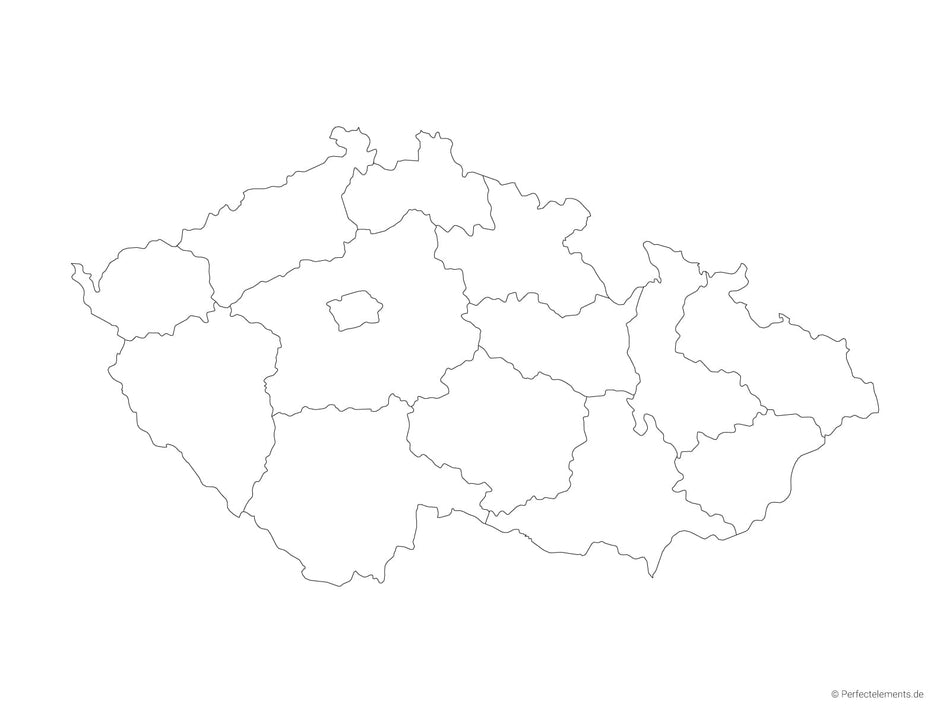 Vektor-Landkarte von Tschechien (Outline mit Regionen)