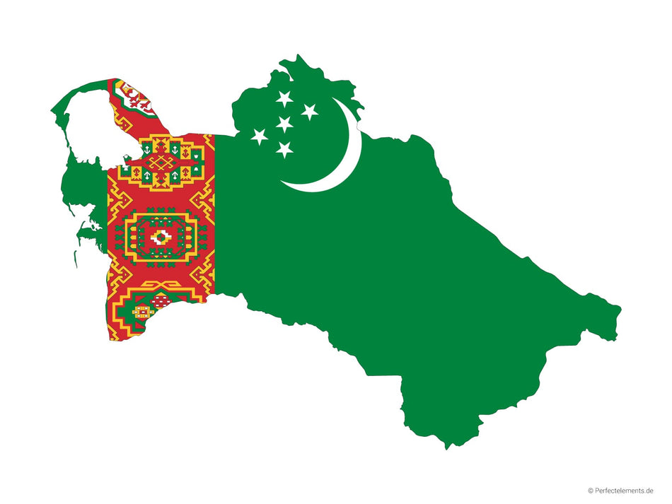 Vektor-Landkarte von Turkmenistan (Flagge)