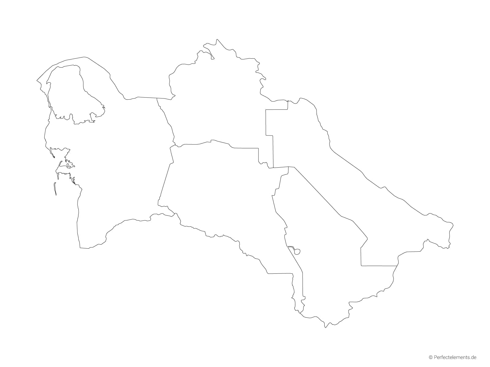 Vektor-Landkarte von Turkmenistan (Outline mit Regionen)