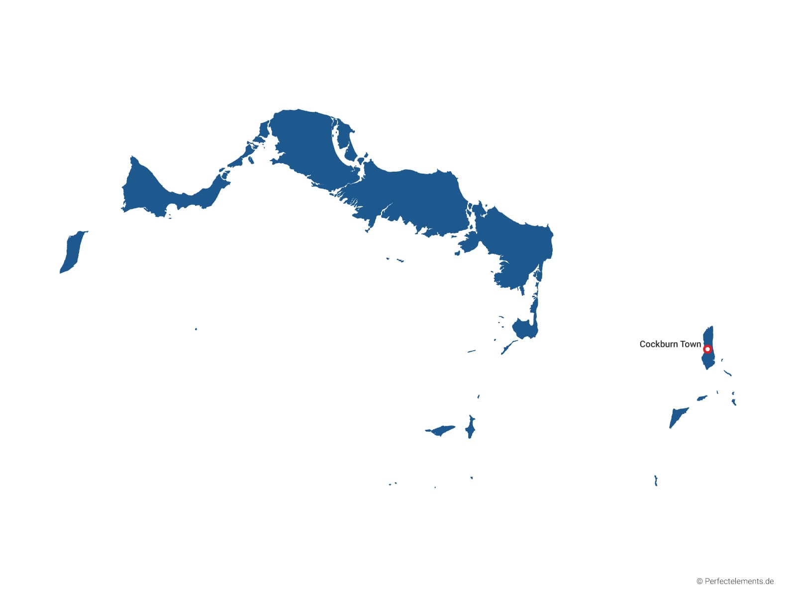 Vektor-Landkarte der Turks- und Caicosinseln (Einfarbig mit Hauptstadt)