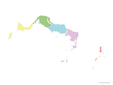 Vektor-Landkarte der Turks- und Caicosinseln (Mehrfarbig mit Regionen)