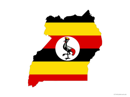 Vektor-Landkarte von Uganda (Flagge)