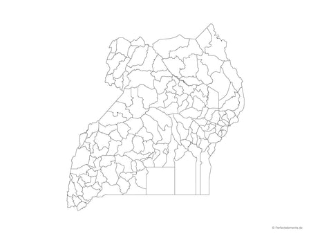 Vektor-Landkarte von Uganda (Outline mit Regionen)