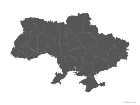 Vektor-Landkarte der Ukraine (Einfarbig mit Regionen)