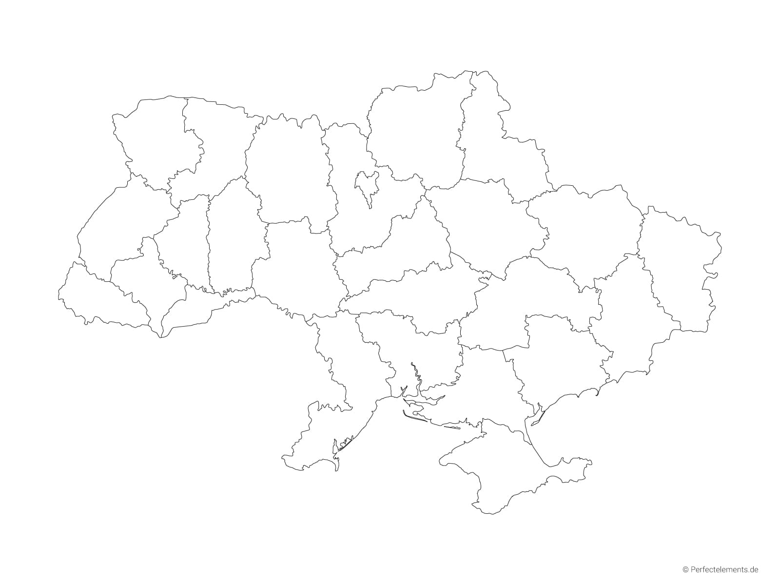 Vektor-Landkarte der Ukraine (Outline mit Regionen)