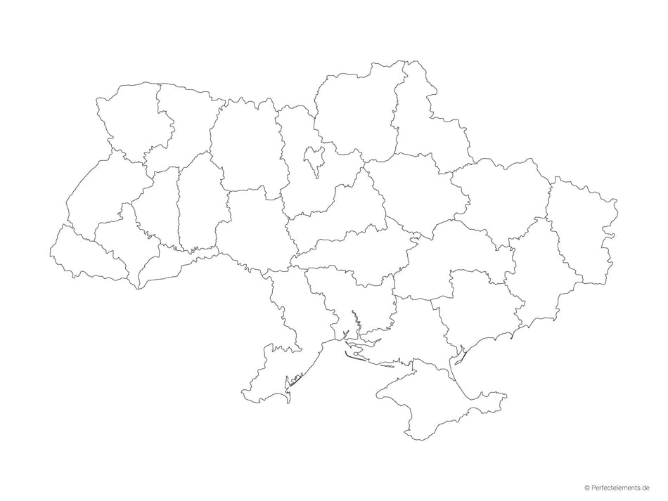 Vektor-Landkarte der Ukraine (Outline mit Regionen)