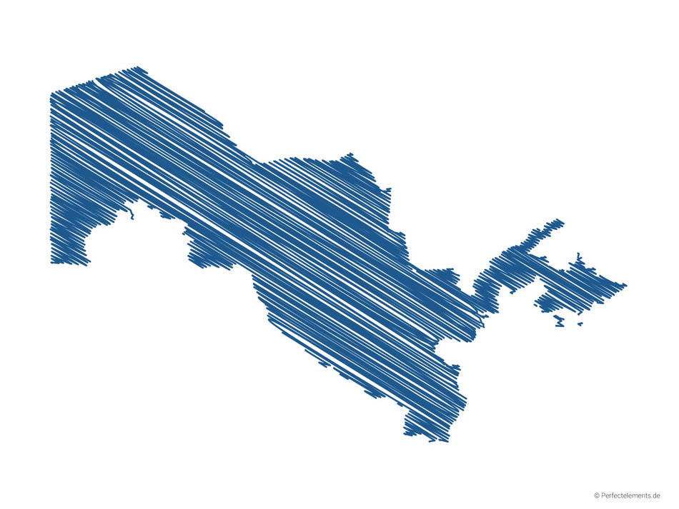 Vektor-Landkarte von Usbekistan (Scribble)