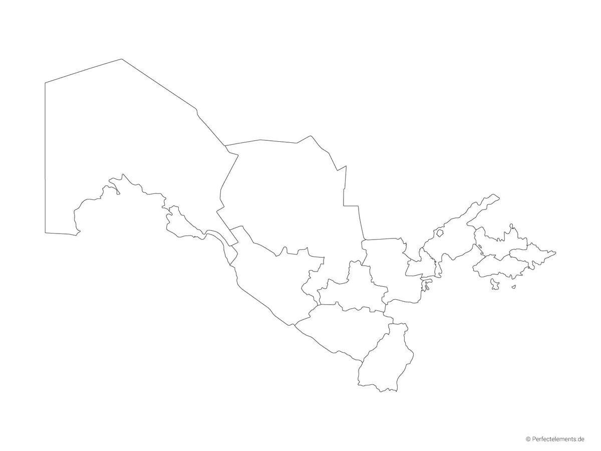 Vektor-Landkarte von Usbekistan (Outline mit Regionen)