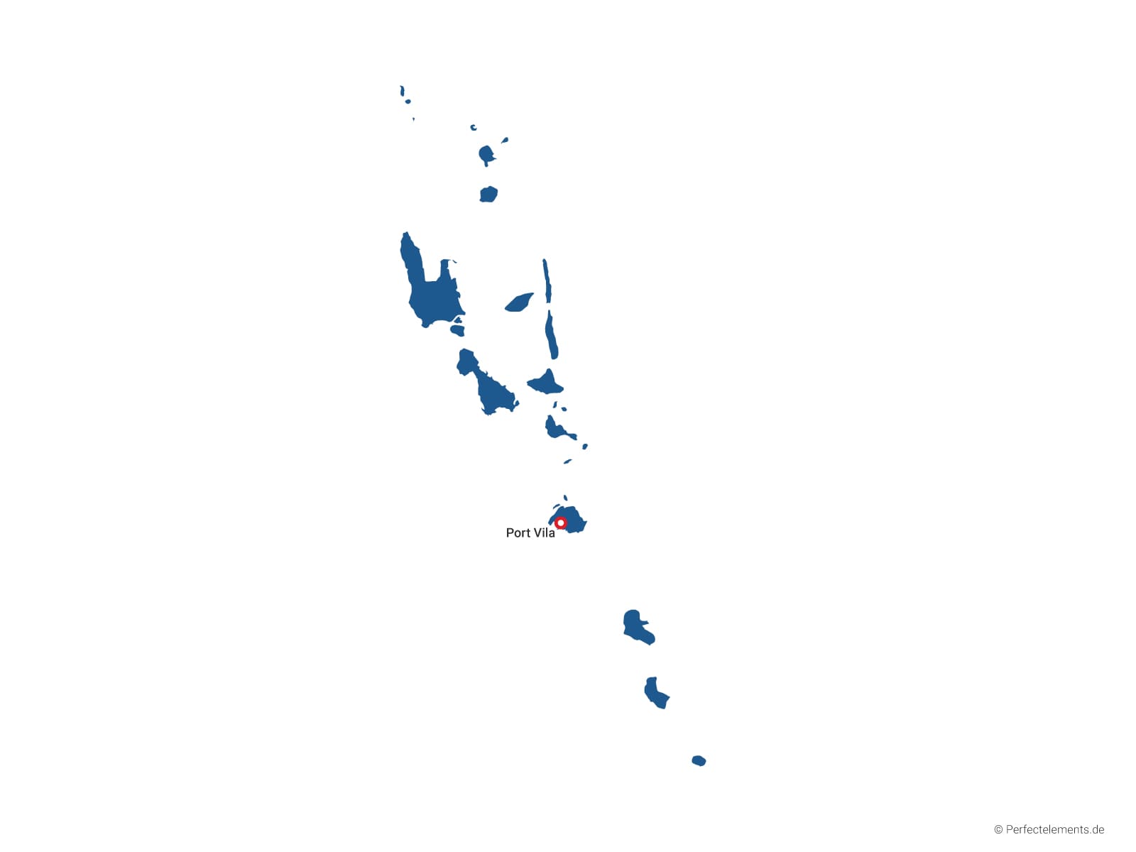 Vektor-Landkarte von Vanuatu (Einfarbig mit Hauptstadt und Regionen)