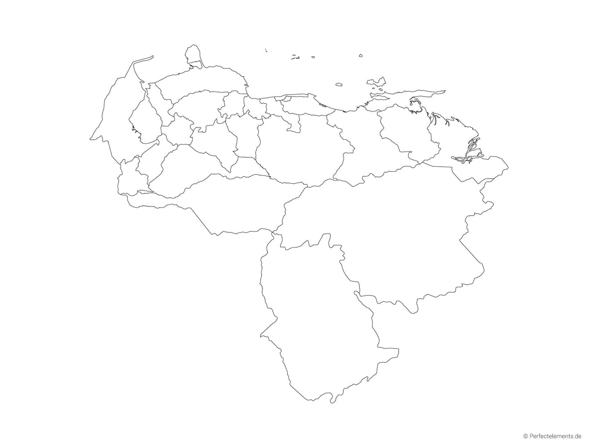 Vektor-Landkarte von Venezuela (Outline mit Regionen)