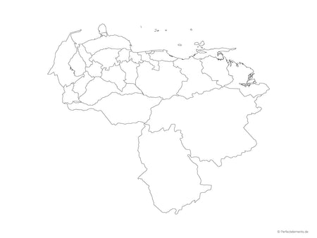 Vektor-Landkarte von Venezuela (Outline mit Regionen)