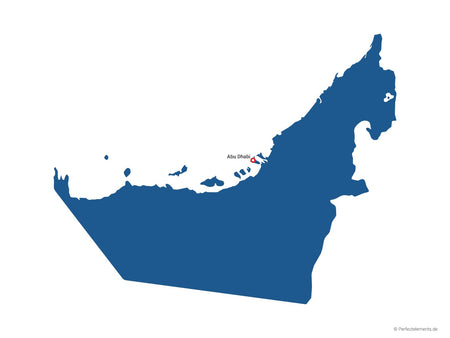 Vektor-Landkarte der Vereinigten Arabischen Emirate (Einfarbig mit Hauptstadt)