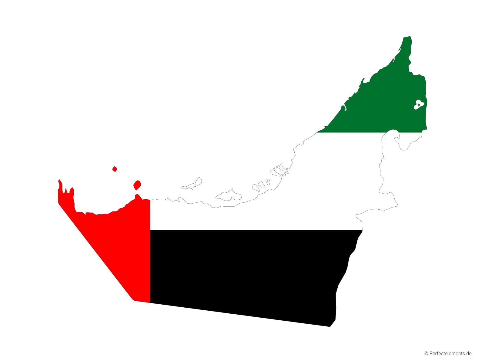 Vektor-Landkarte der Vereinigten Arabischen Emirate (Flagge)