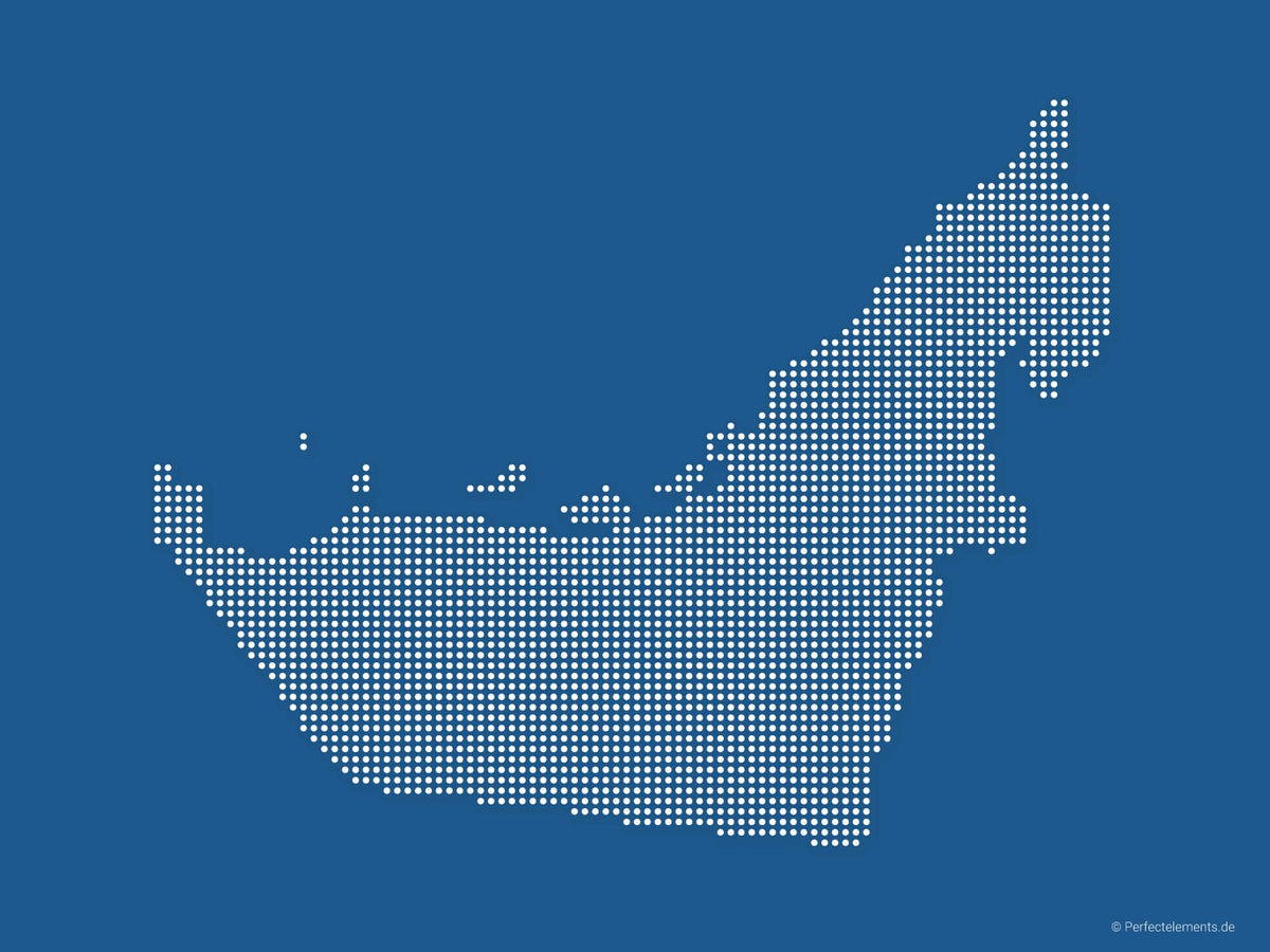 Vektor-Landkarte der Vereinigten Arabischen Emirate (Punkte rund, blau)