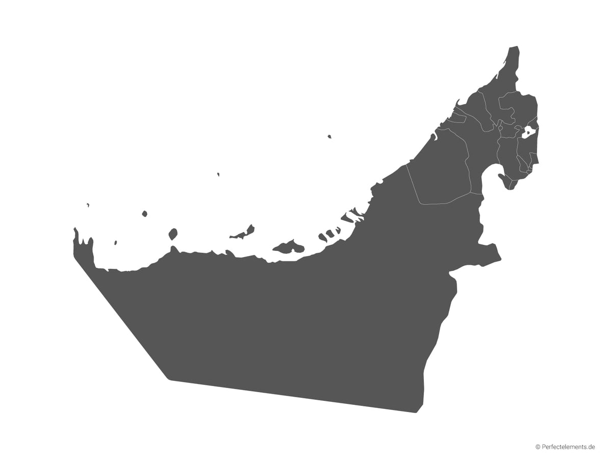 Vektor-Landkarte der Vereinigten Arabischen Emirate (Einfarbig mit Regionen)