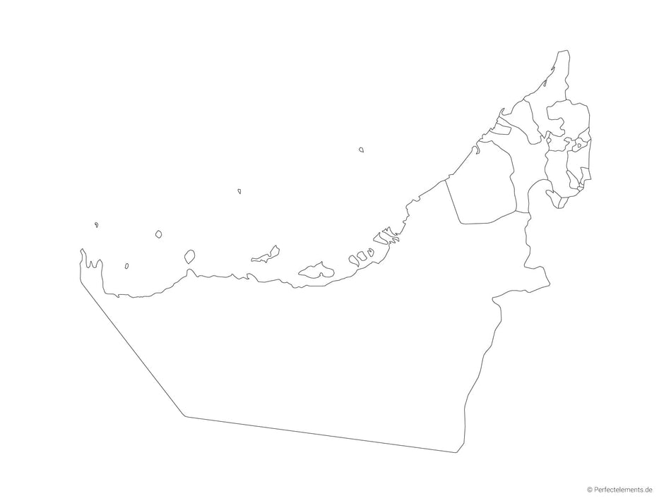 Vektor-Landkarte der Vereinigten Arabischen Emirate (Outline mit Regionen)