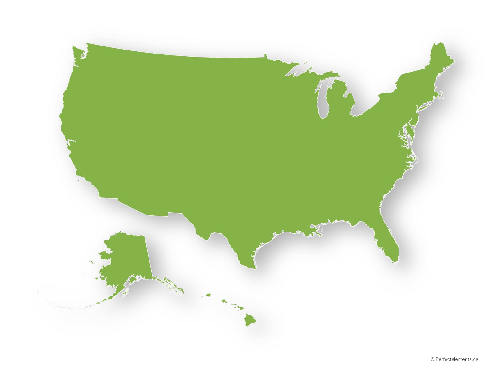 Vektor-Landkarte der Vereinigten Staaten (Schlagschatten)