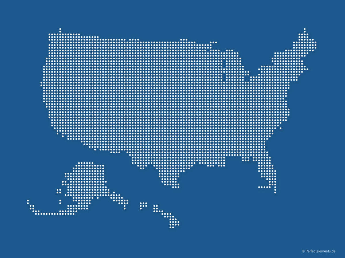 Vektor-Landkarte der Vereinigten Staaten (Punkte rund, blau)