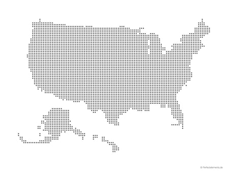 Vektor-Landkarte der Vereinigten Staaten (Punkte rund)