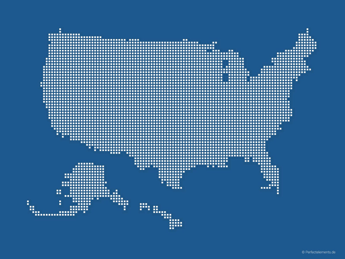 Vektor-Landkarte der Vereinigten Staaten (Punkte eckig, blau)