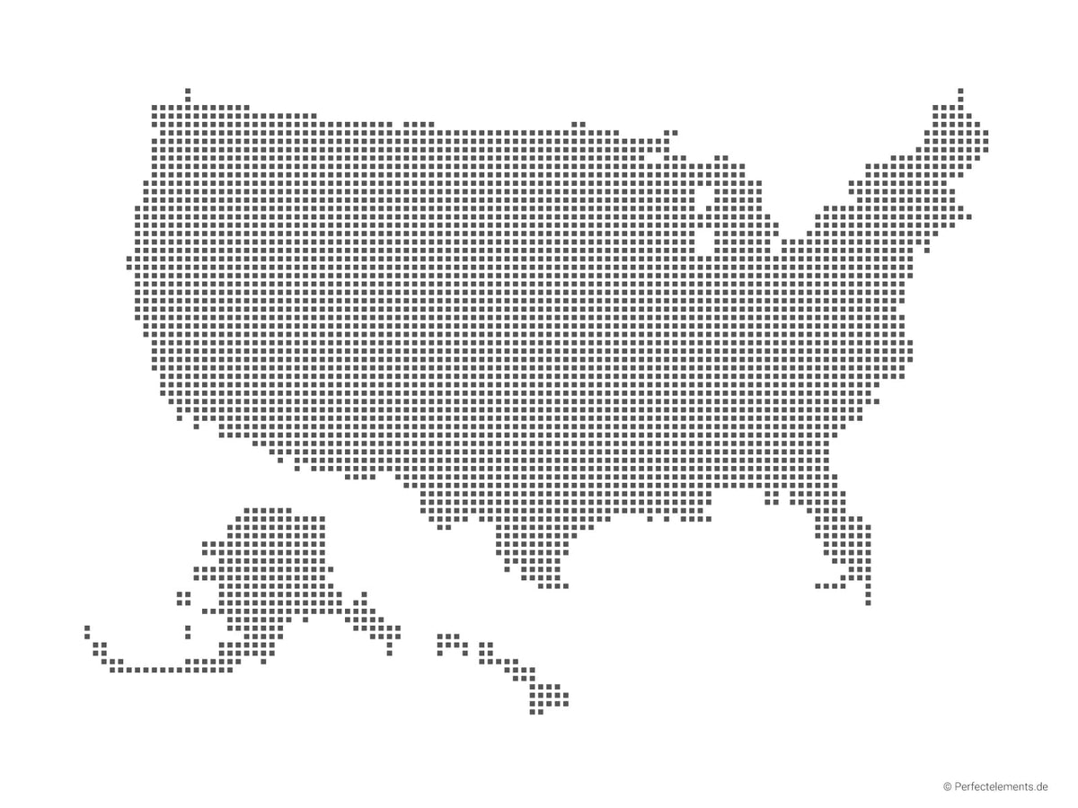 Vektor-Landkarte der Vereinigten Staaten (Punkte eckig)