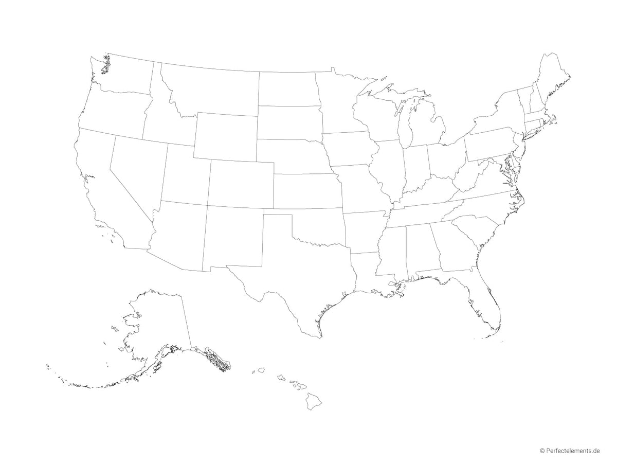 Vektor-Landkarte der Vereinigten Staaten (Outline mit Regionen)