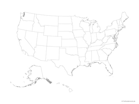 Vektor-Landkarte der Vereinigten Staaten (Outline mit Regionen)