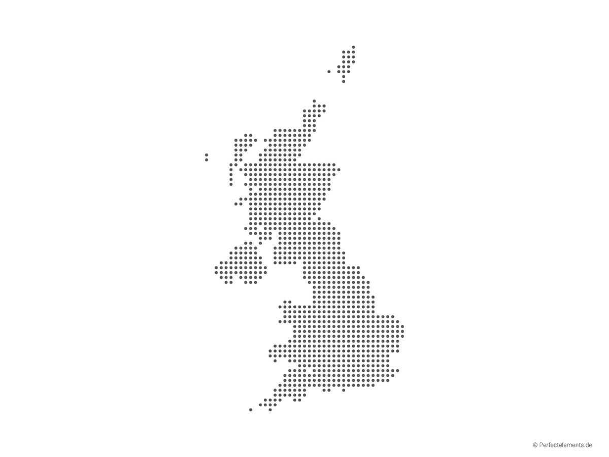 Vektor-Landkarte vom Vereinigten Königreich (Punkte rund)