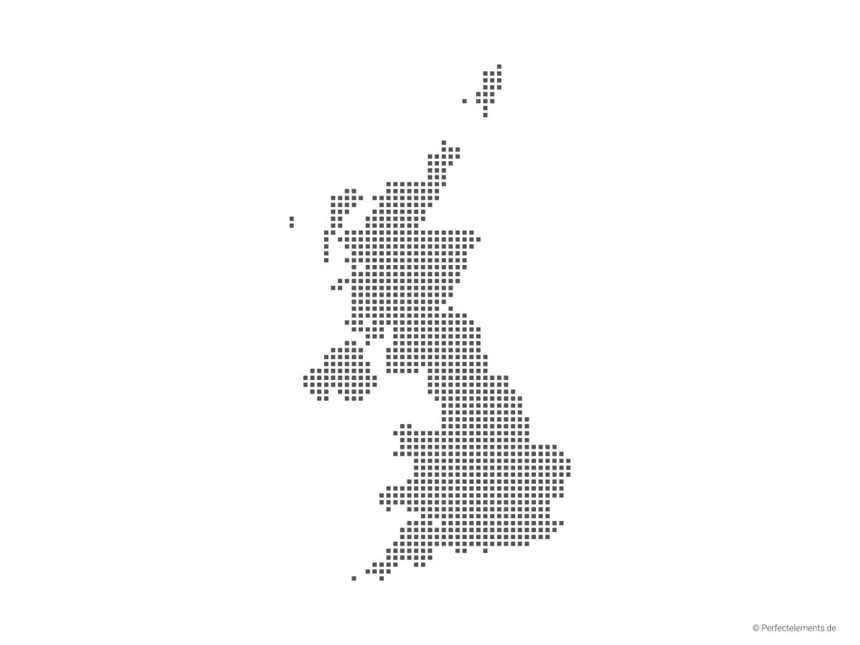 Vektor-Landkarte vom Vereinigten Königreich (Punkte eckig)