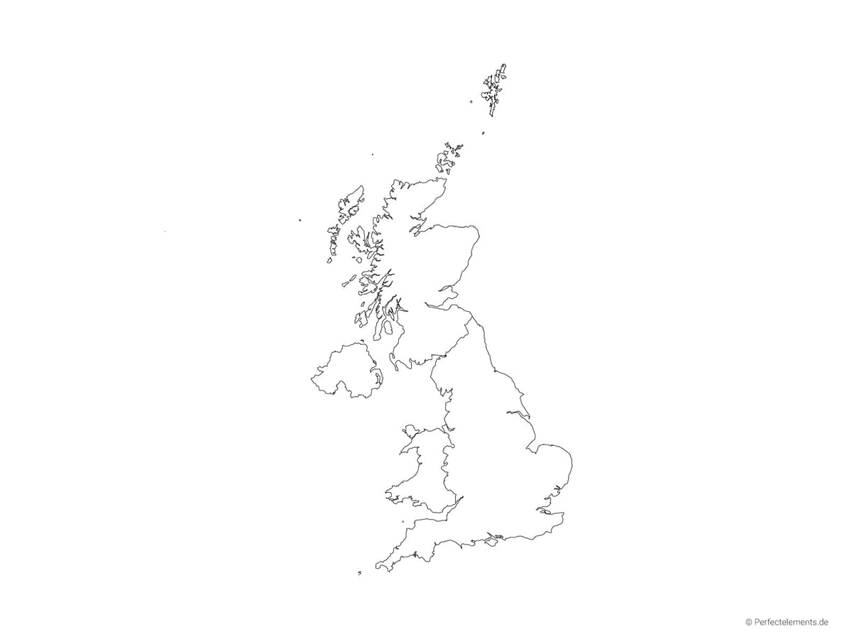 Vektor-Landkarte vom Vereinigten Königreich (Outline mit Nationen)