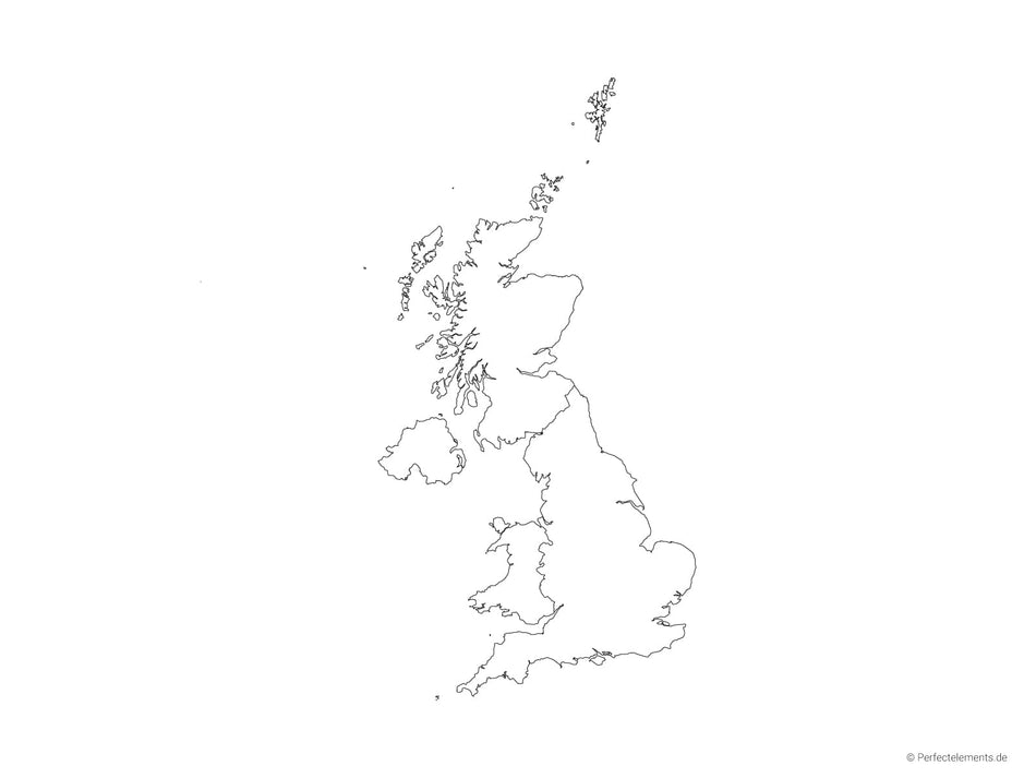 Vektor-Landkarte vom Vereinigten Königreich (Outline mit Nationen)