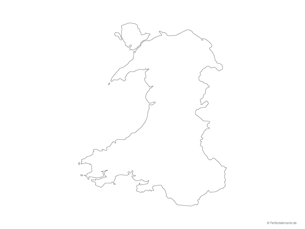 Vektor-Landkarte von Wales (Outline)