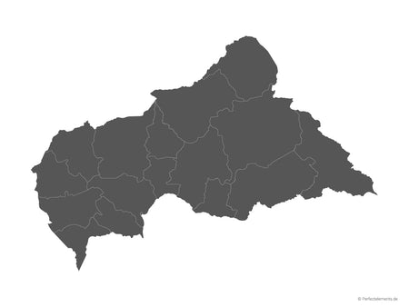 Vektor-Landkarte der Zentralafrikanischen Republik (Einfarbig mit Regionen)